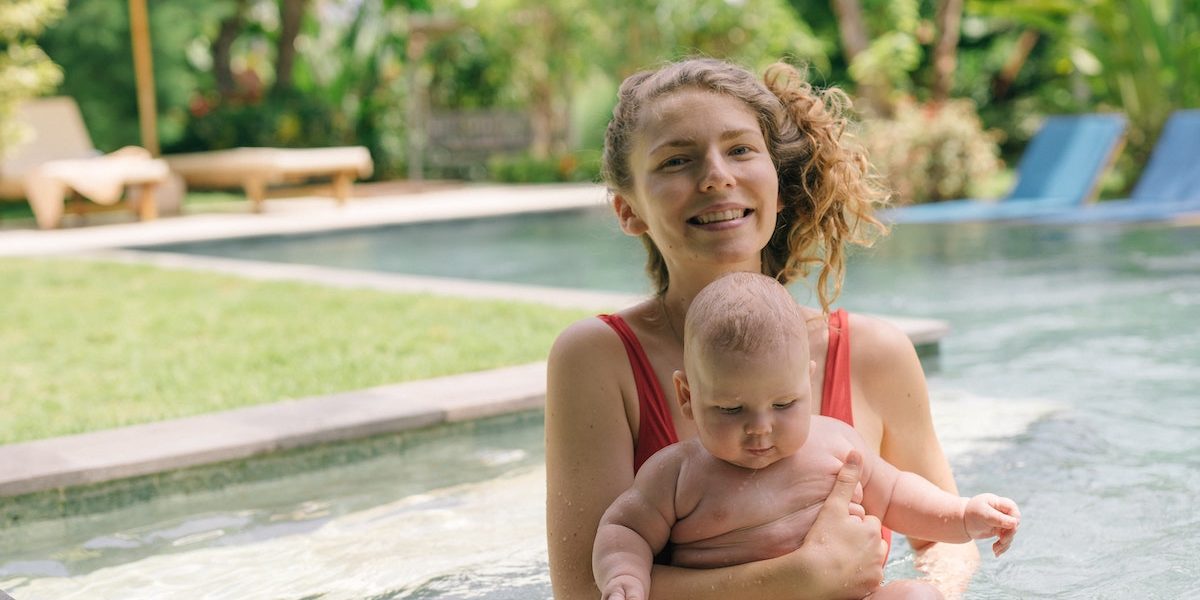 mom and baby in pool safety tips