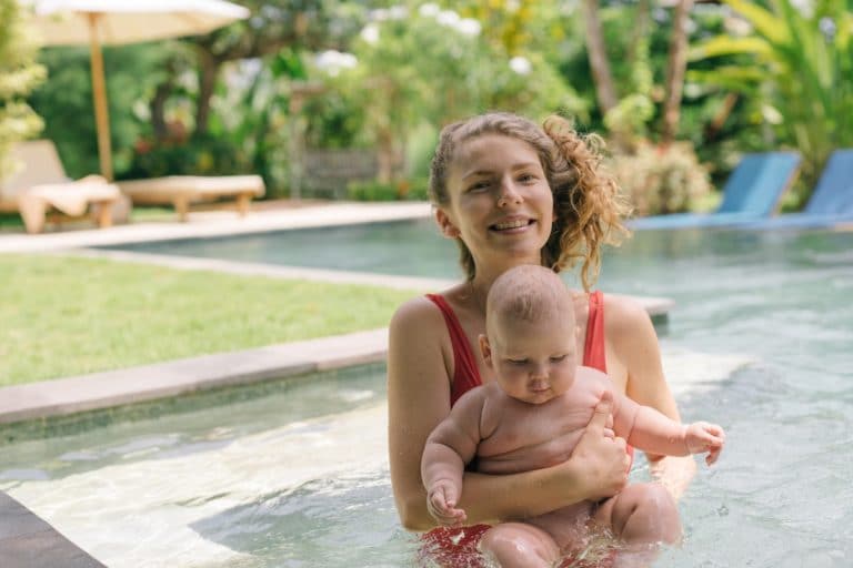 mom and baby in pool safety tips