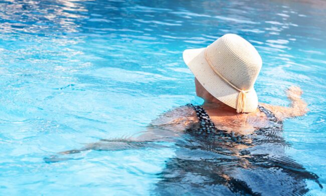 elderly woman in pool